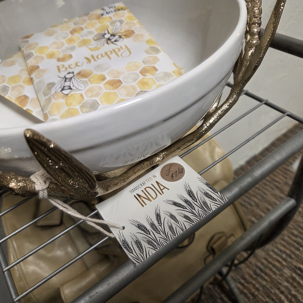 Gold and White Decorative Bowl by